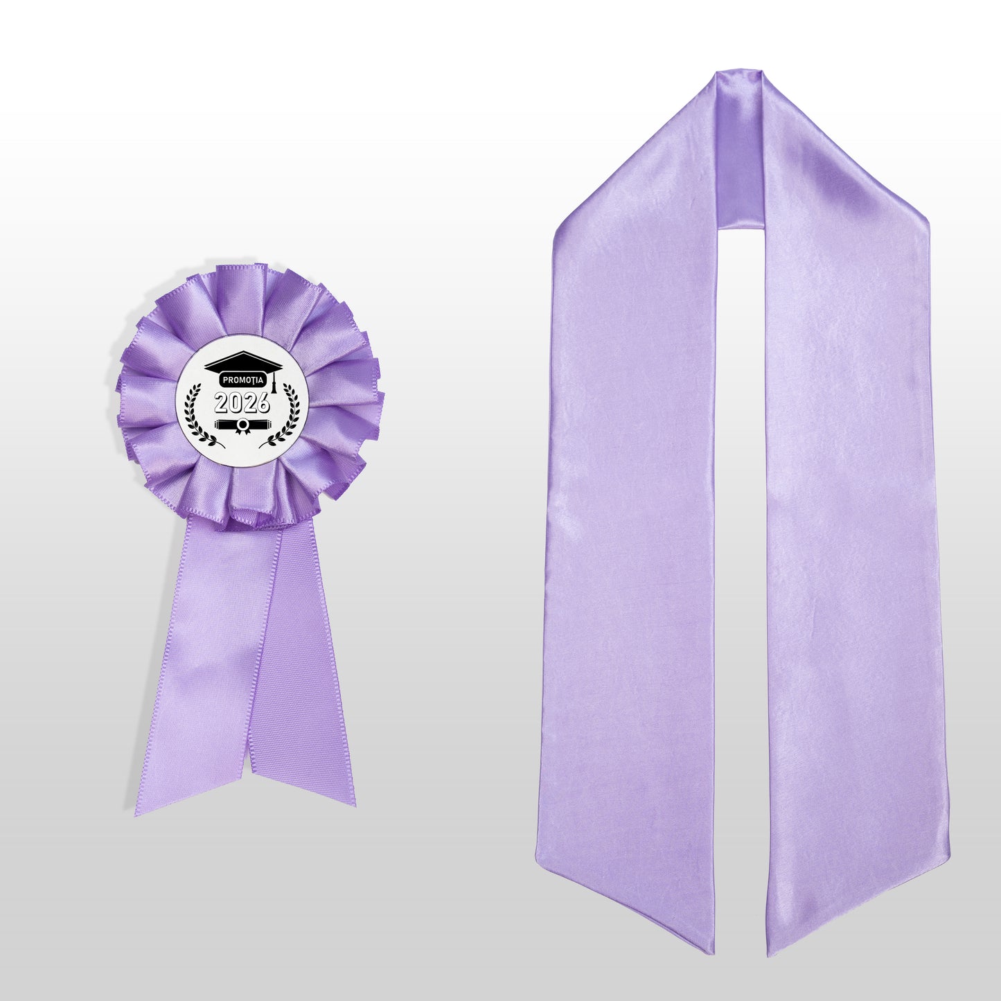 Eșarfă și cocardă de absolvire lila
