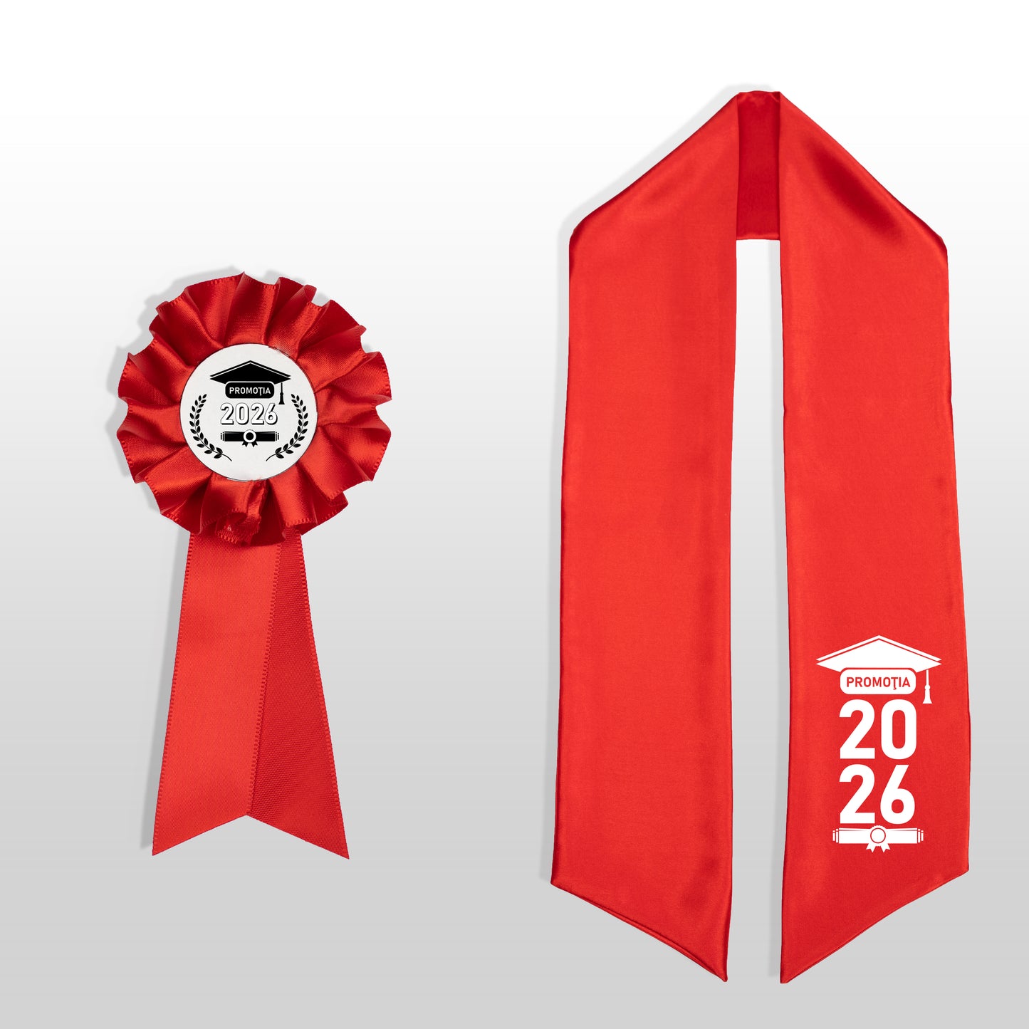 Eșarfa și cocardă absolvire rosu personalizat