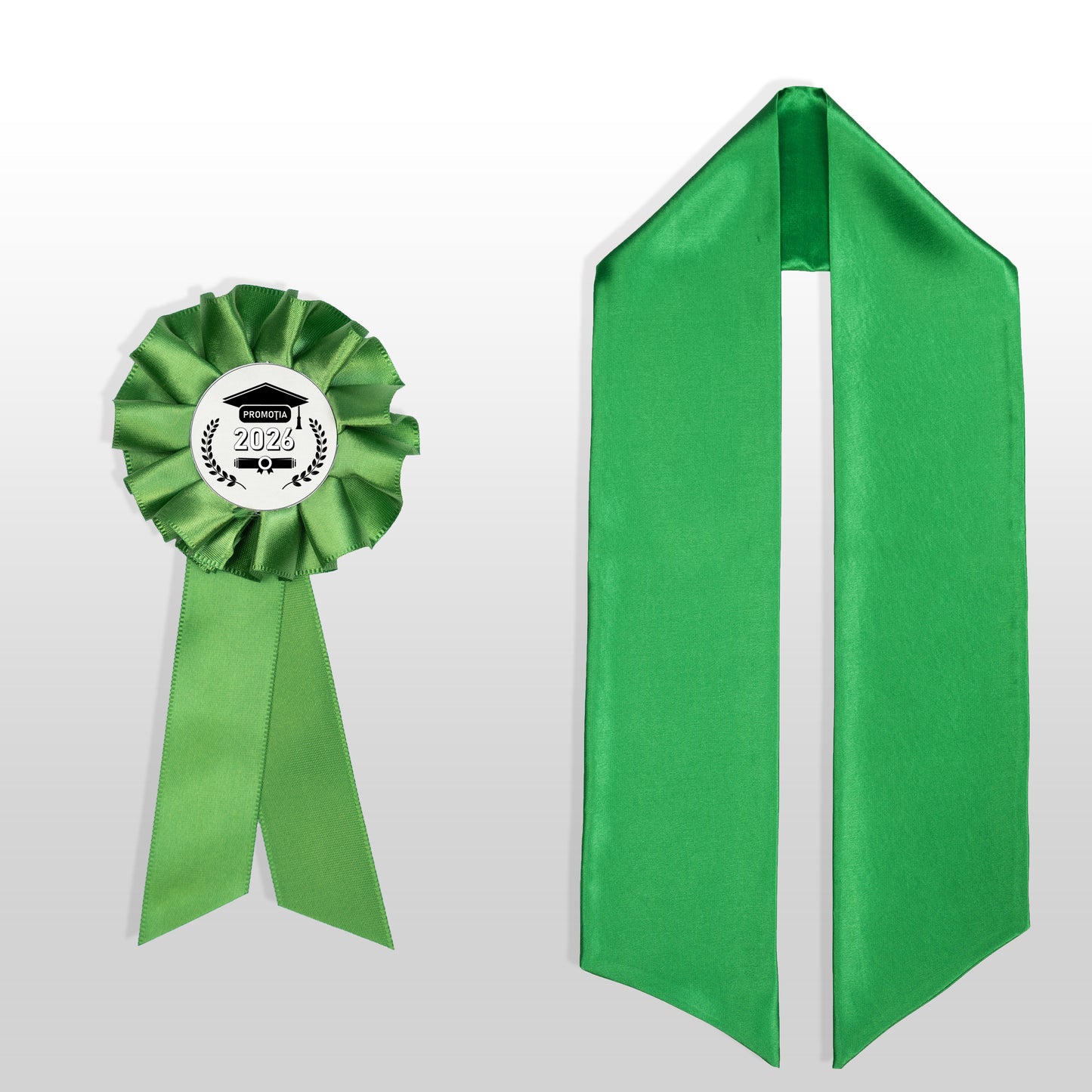 Eșarfă și cocardă de absolvire verde smarald