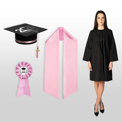 Robă, tocă, eșarfă și cocardă absolvire roze personalizată standard doar toca