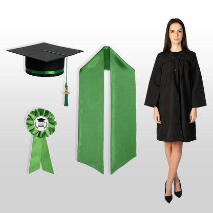 Robă, tocă, eșarfă și cocardă absolvire verde smarald nepersonalizate