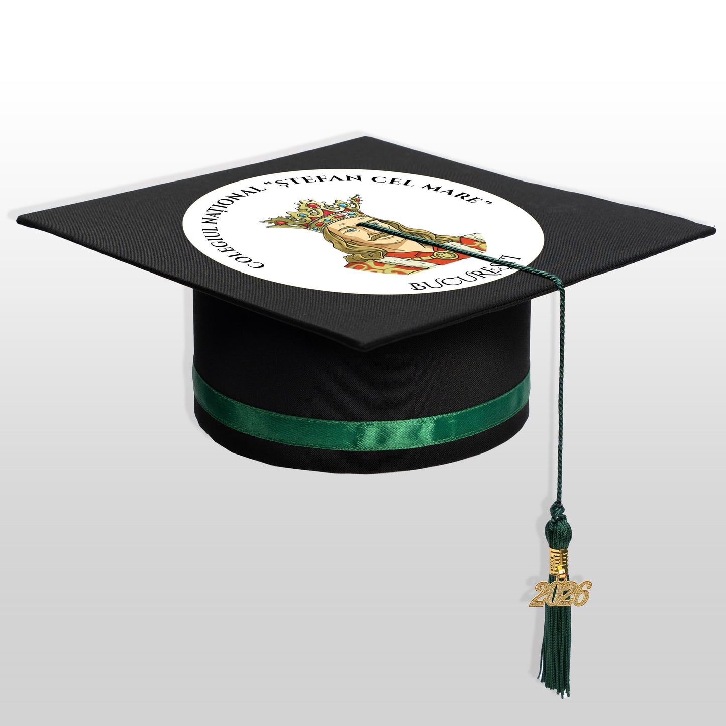 Tocă absolvire verde închis personalizată